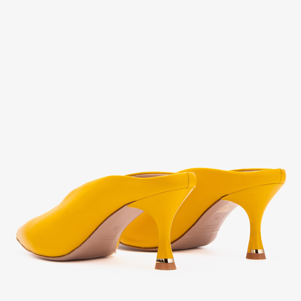 Vinci Leather The Solara Yellow Leather Women Mule Heel – product view 4