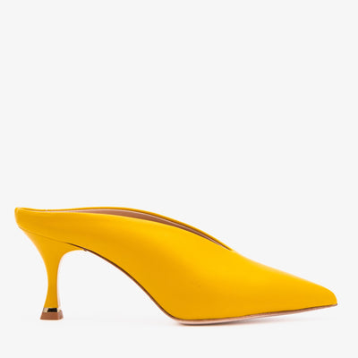 Vinci Leather The Solara Yellow Leather Women Mule Heel – product view 1