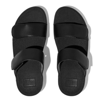 FitFlop LULU Adjustable Women's Slides — Black Leather