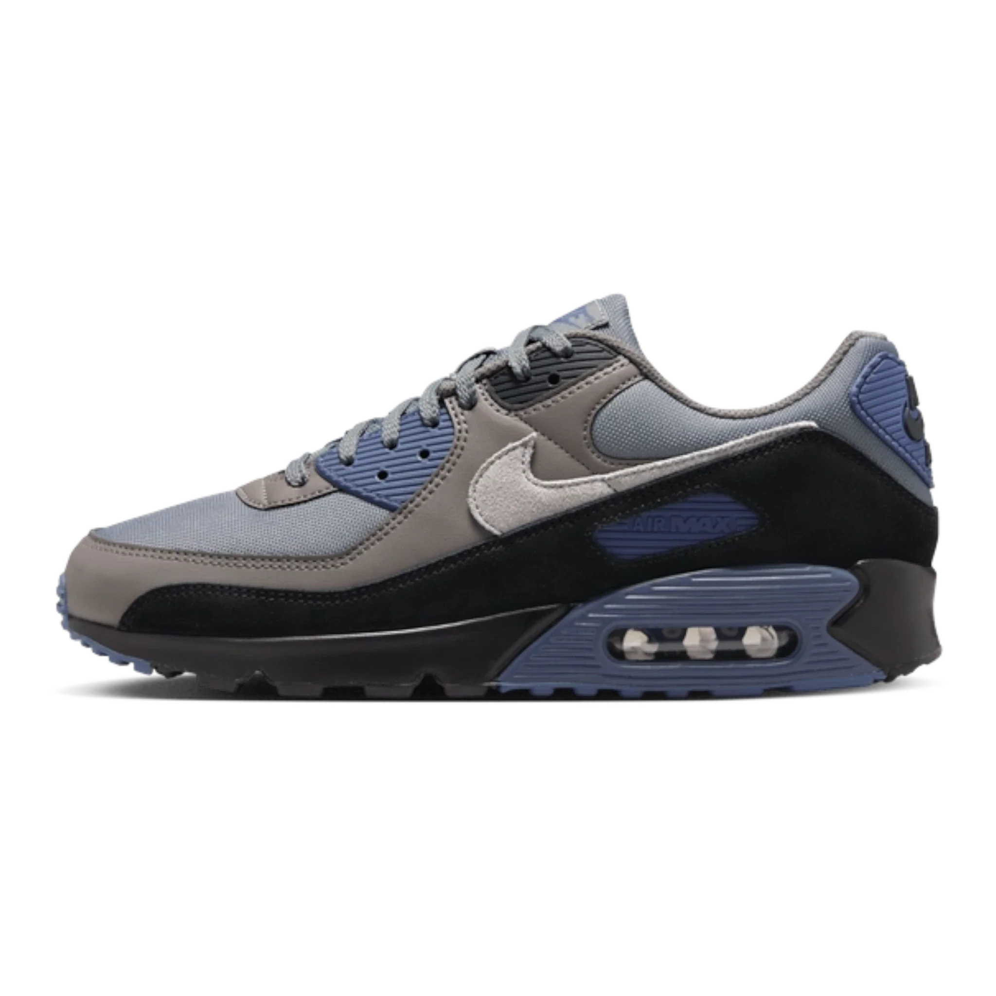 Nike Air Max 90 Men's Sneakers — Smoke Grey Leather Low-Top