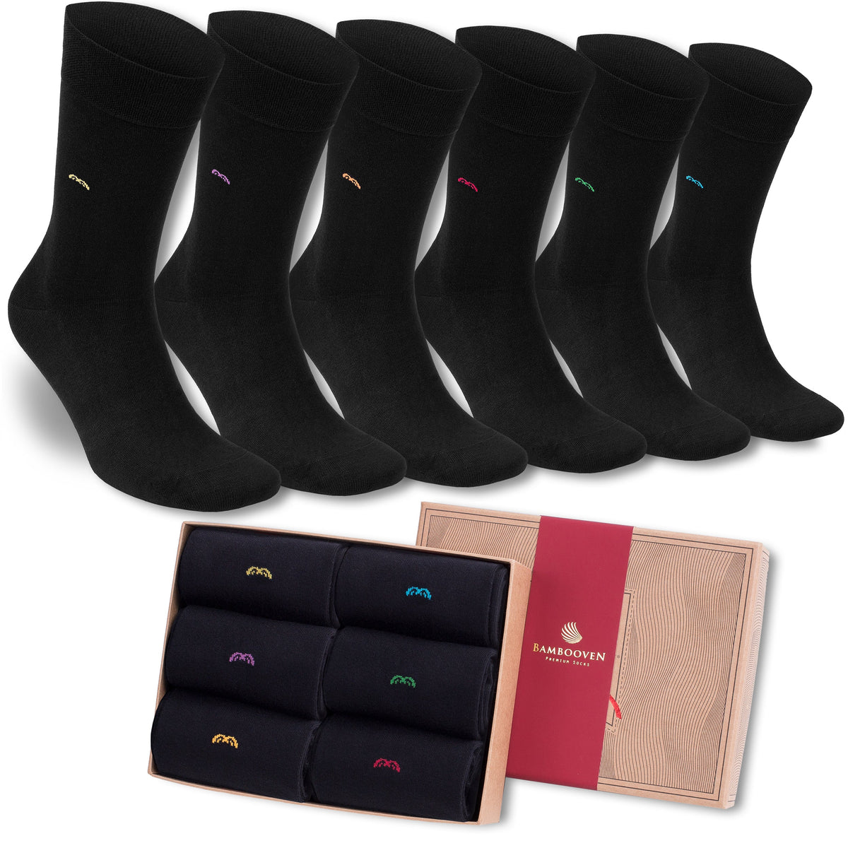 Men’s Bamboo Trouser Socks 6-Pack, All Black