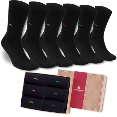 Men’s Bamboo Trouser Socks 6-Pack, All Black