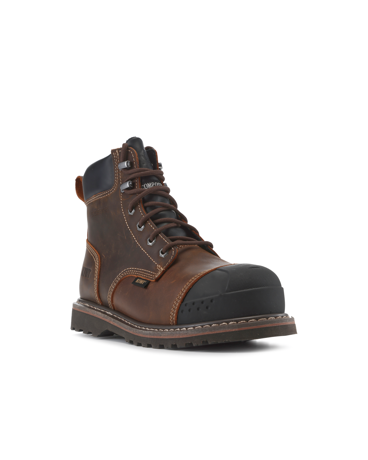 Kiwi Premium Brown Crazy Horse 6" Composite Toe Waterproof Cap-Toe Work Boots [69100]