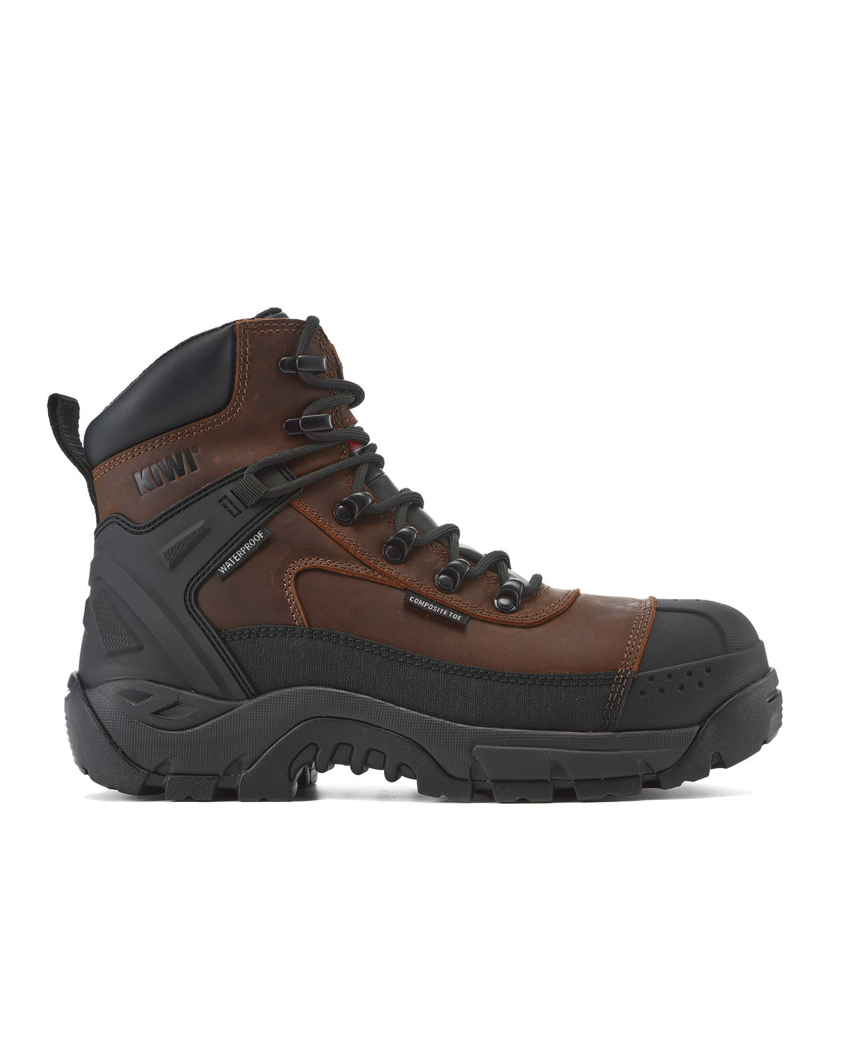 Kiwi ProGuard Brown Crazy Horse Leather Mid-Cut 6" Composite Toe Waterproof Tactical Boots [69200]