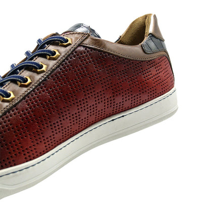 Zelli Italia Men's 65-209-RED BREZZA Calfskin & Embossed Crocodile Sneaker, Red