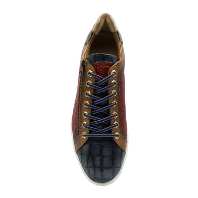 Zelli Italia Men's 65-209-RED BREZZA Calfskin & Embossed Crocodile Sneaker, Red