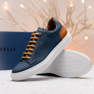 Zelli Italia Men's 65-229-NVY Diaz Rubberized Calfskin Sneaker Navy