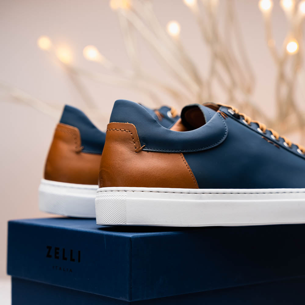 Zelli Italia Men's 65-229-NVY Diaz Rubberized Calfskin Sneaker Navy
