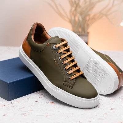 Zelli Italia Men's 65-229-OLV Diaz Rubberized Calfskin Sneaker Olive Green