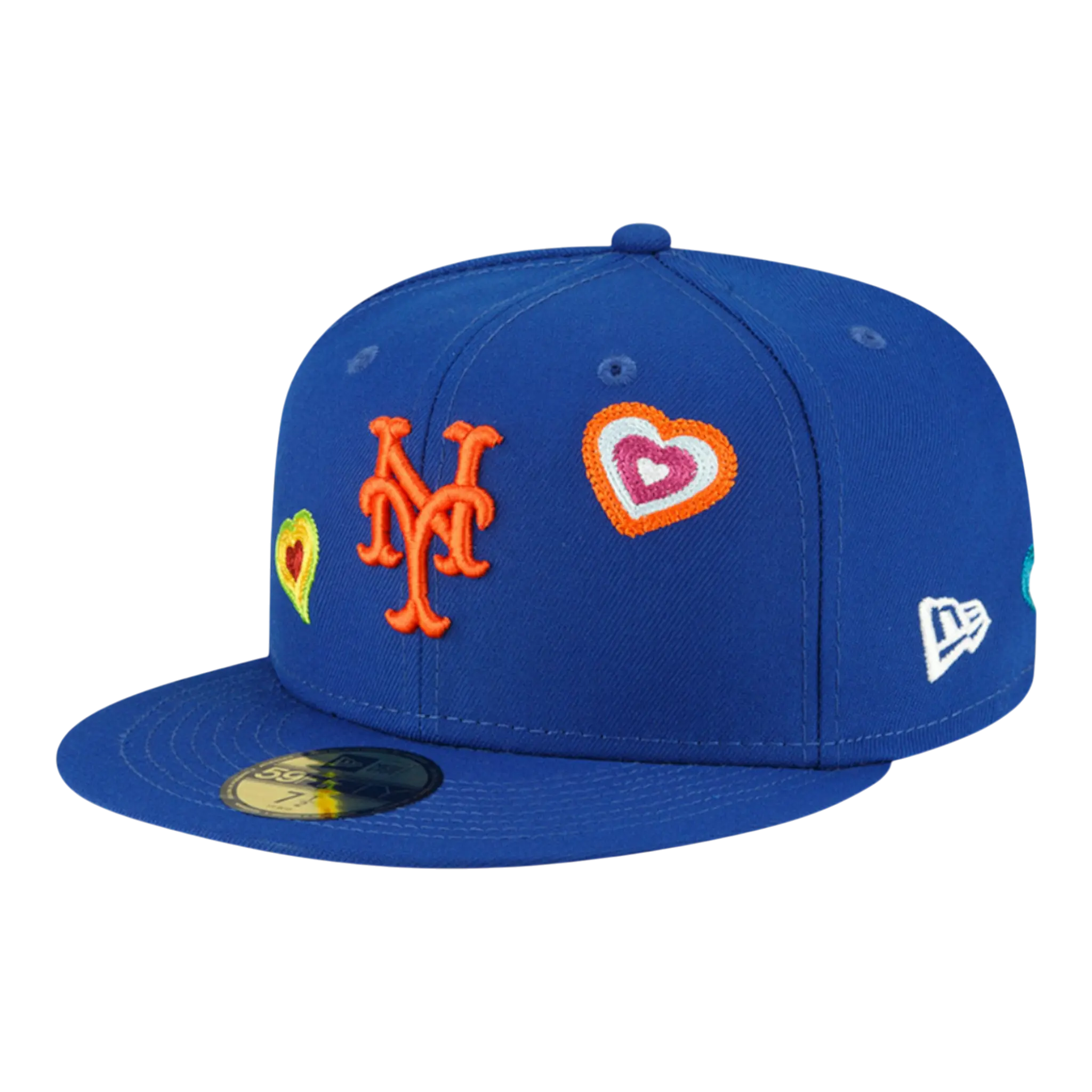 New Era 59Fifty New York Mets Chain Stitch Heart Fitted Hat Pink Undervisor Blue