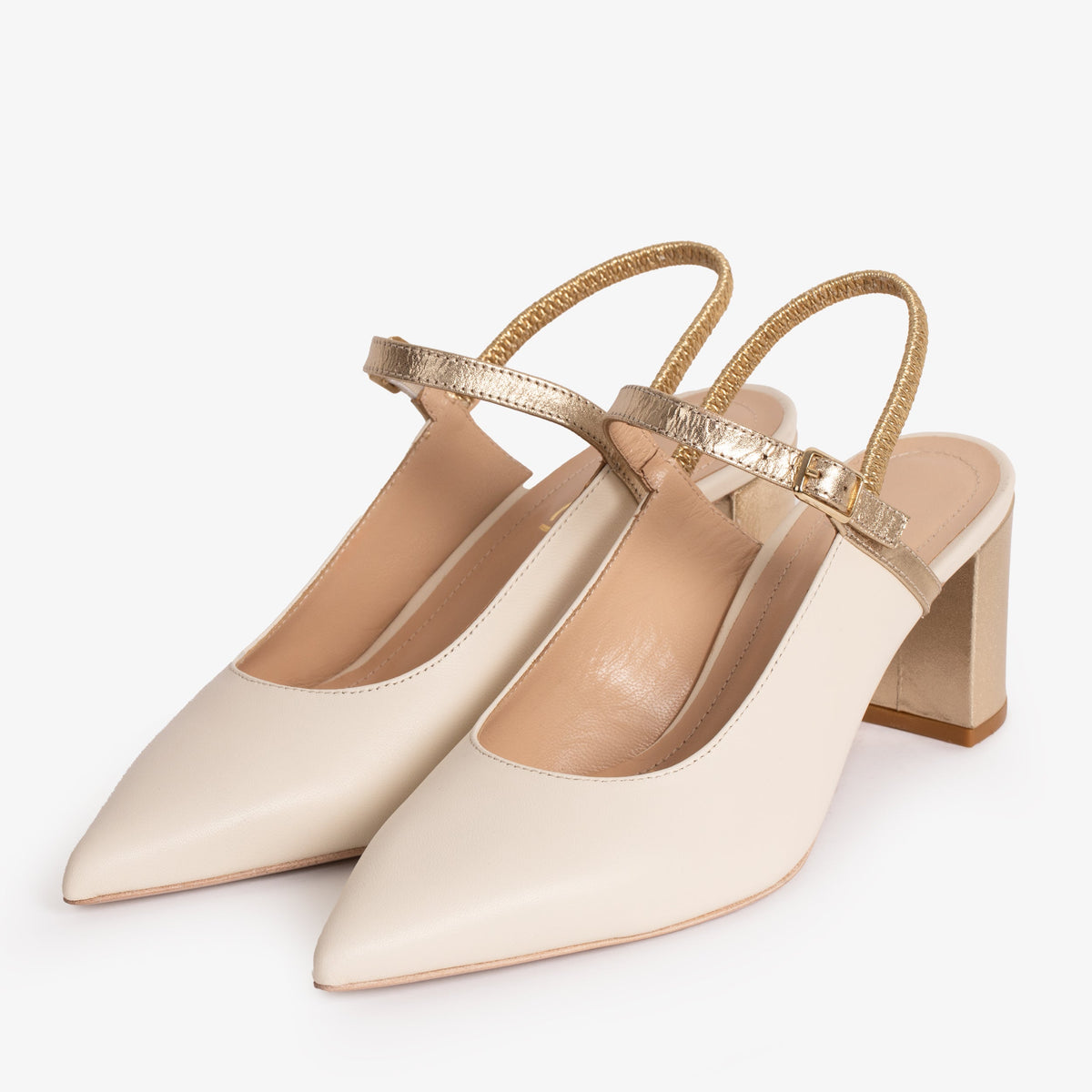 Vinci Leather The Pompei Cream Leather Slingback Women Sandal – product view 3