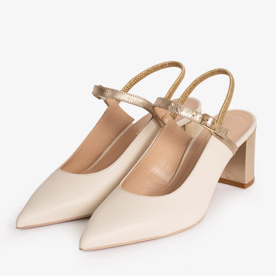 Vinci Leather The Pompei Cream Leather Slingback Women Sandal – product view 3