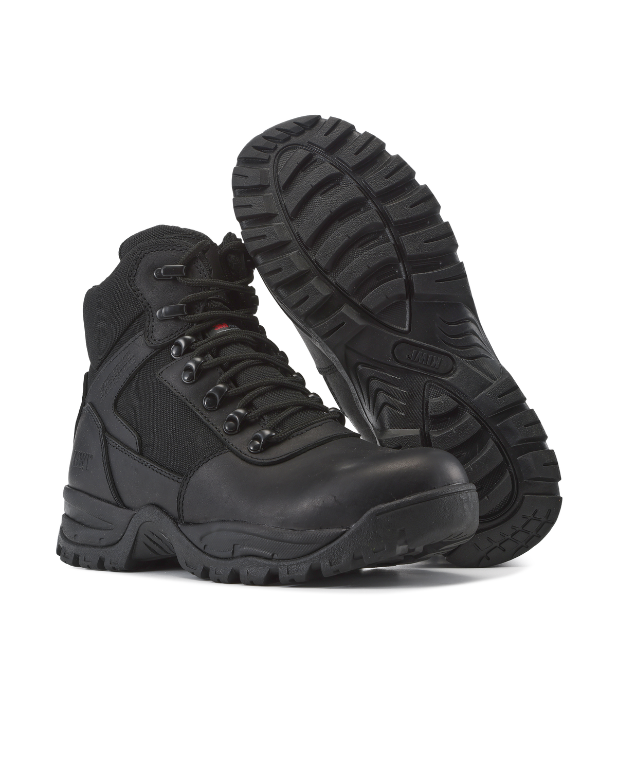 Kiwi Rugged Black Full Grain Leather Mid-Cut 6" Zipped Waterproof Tactical Boots [63100]