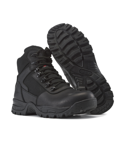 Kiwi Rugged Black Full Grain Leather Mid-Cut 6" Steel Toe Zipped Waterproof Tactical Boots [60300]