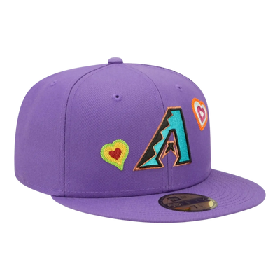 New Era 59Fifty Arizona Diamondbacks Chain Stitch Heart Fitted Hat Purple/Pink