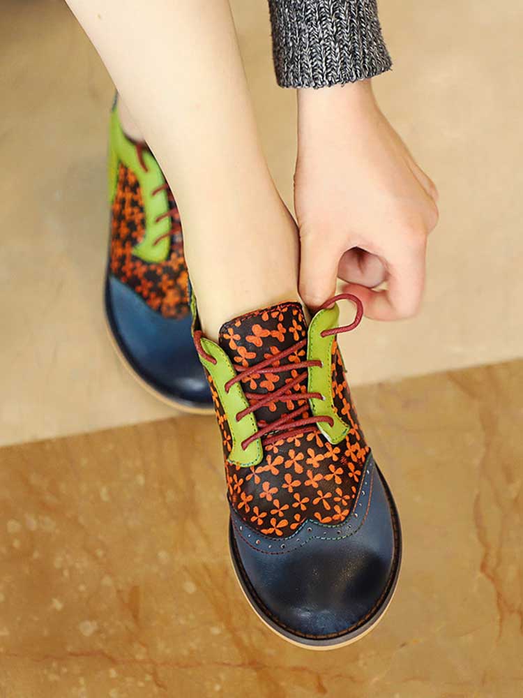 Casual Vintage Handmade Style Leather Brogue Shoes – product view 10