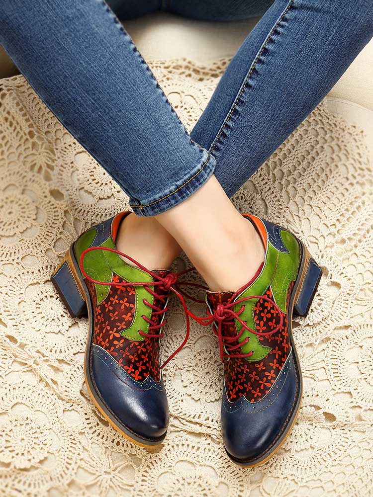 Casual Vintage Handmade Style Leather Brogue Shoes – product view 11