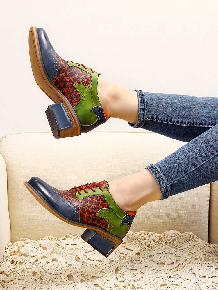 Casual Vintage Handmade Style Leather Brogue Shoes – product view 12