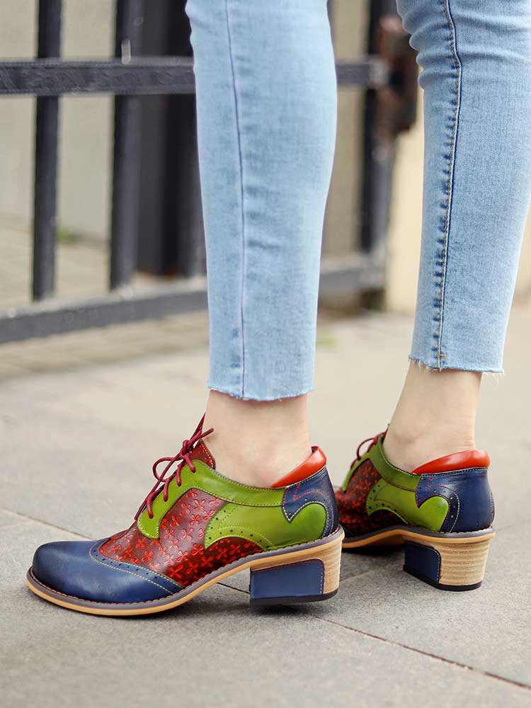 Casual Vintage Handmade Style Leather Brogue Shoes – product view 13