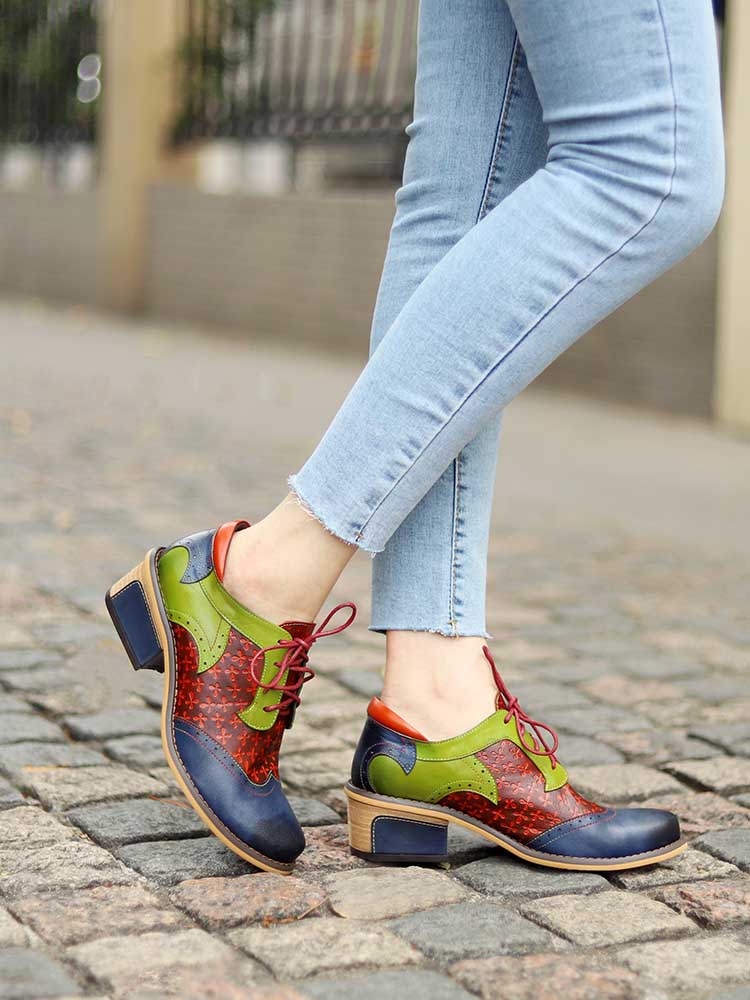 Casual Vintage Handmade Style Leather Brogue Shoes – product view 14