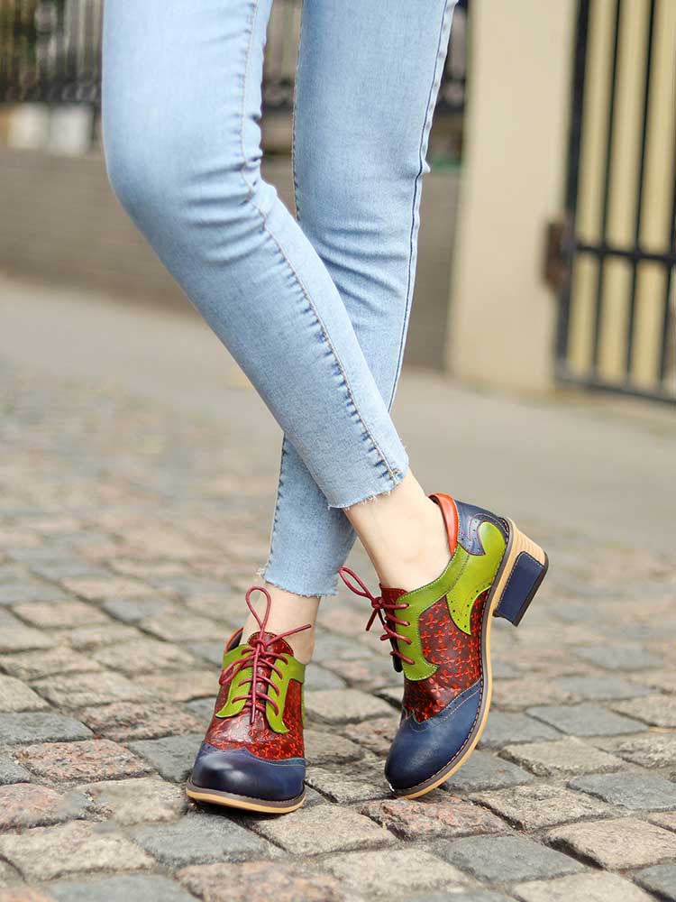 Casual Vintage Handmade Style Leather Brogue Shoes – product view 15