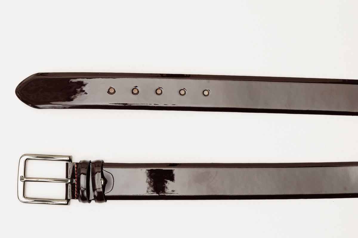 Vinci Leather The Dodoma Burgundy Patent Leather Belt – product view 5