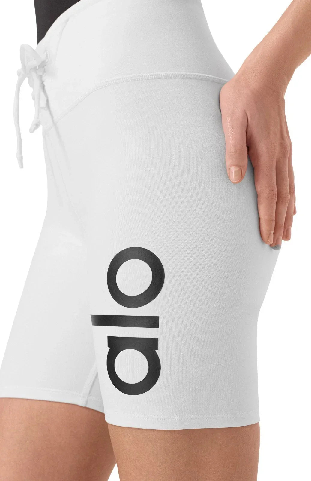 Alo Yoga Yogi Biker Performance Women's Shorts — White/Black