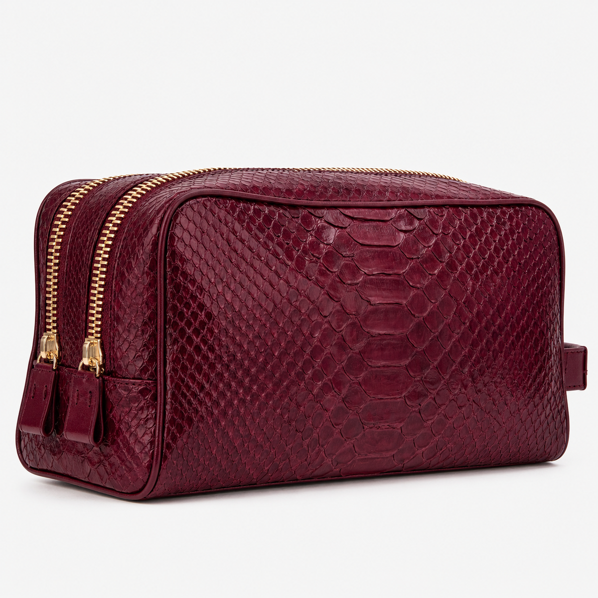 The Belluno Burgundy Python Leather Men’s Essentials Bag