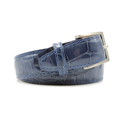 Zelli Italia Men's 70-100-DNM ALLIGATOR Belt, Denim