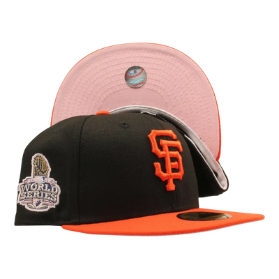 New Era 59FIFTY MLB San Francisco Giants 2012 World Series Side Patch Men Fitted Hat Pink UV Black