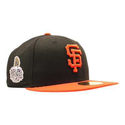 New Era 59FIFTY MLB San Francisco Giants 2012 World Series Side Patch Men Fitted Hat Pink UV Black