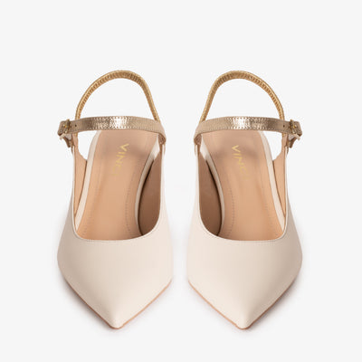 Vinci Leather The Pompei Cream Leather Slingback Women Sandal – product view 6