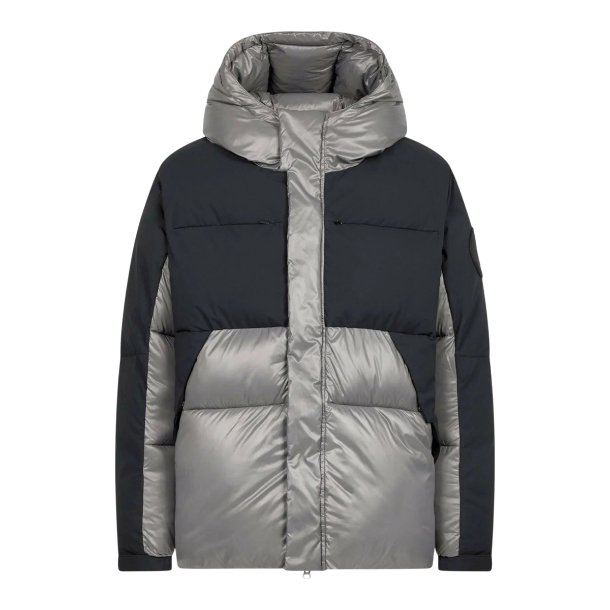 Save The Duck Luma Hooded Puffer Mens Jacket — Mid Grey/Black