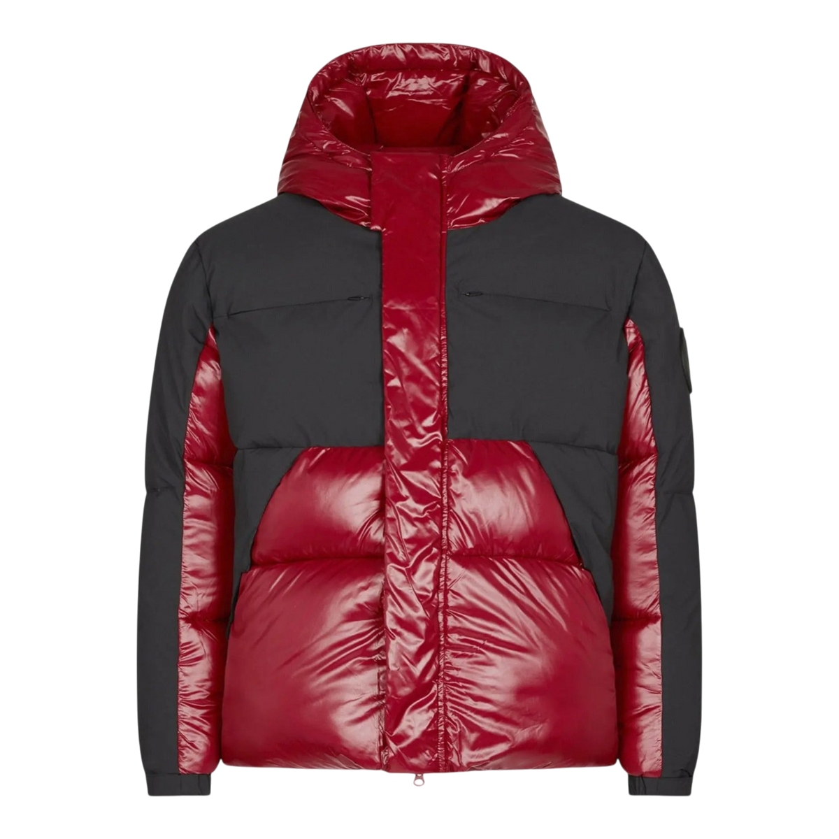 Save The Duck Luma Hooded Puffer Mens Jacket — Mineral Red/Black