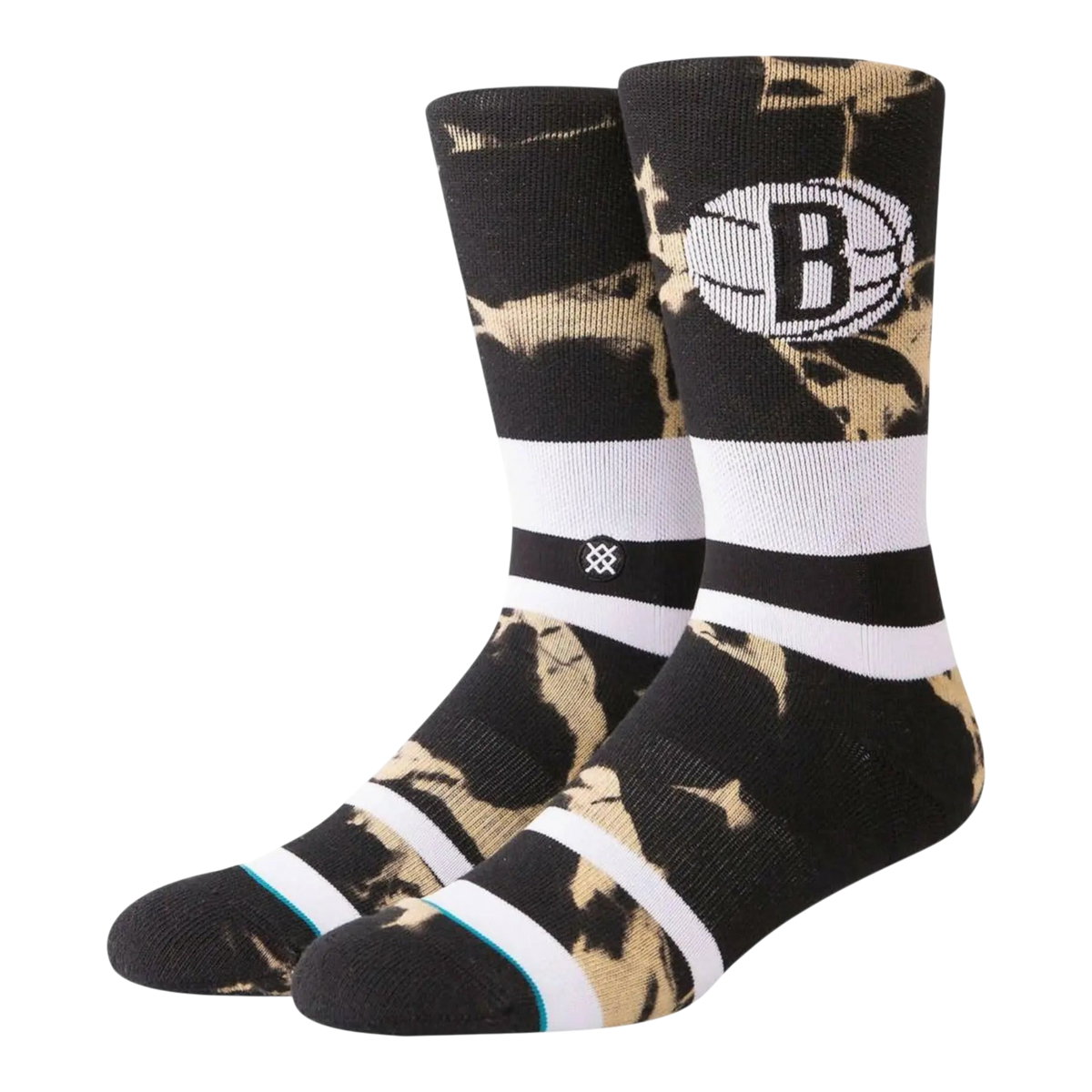 Stance Casual NBA Brooklyn Nets Acid Wash Men's Crew Socks — Black