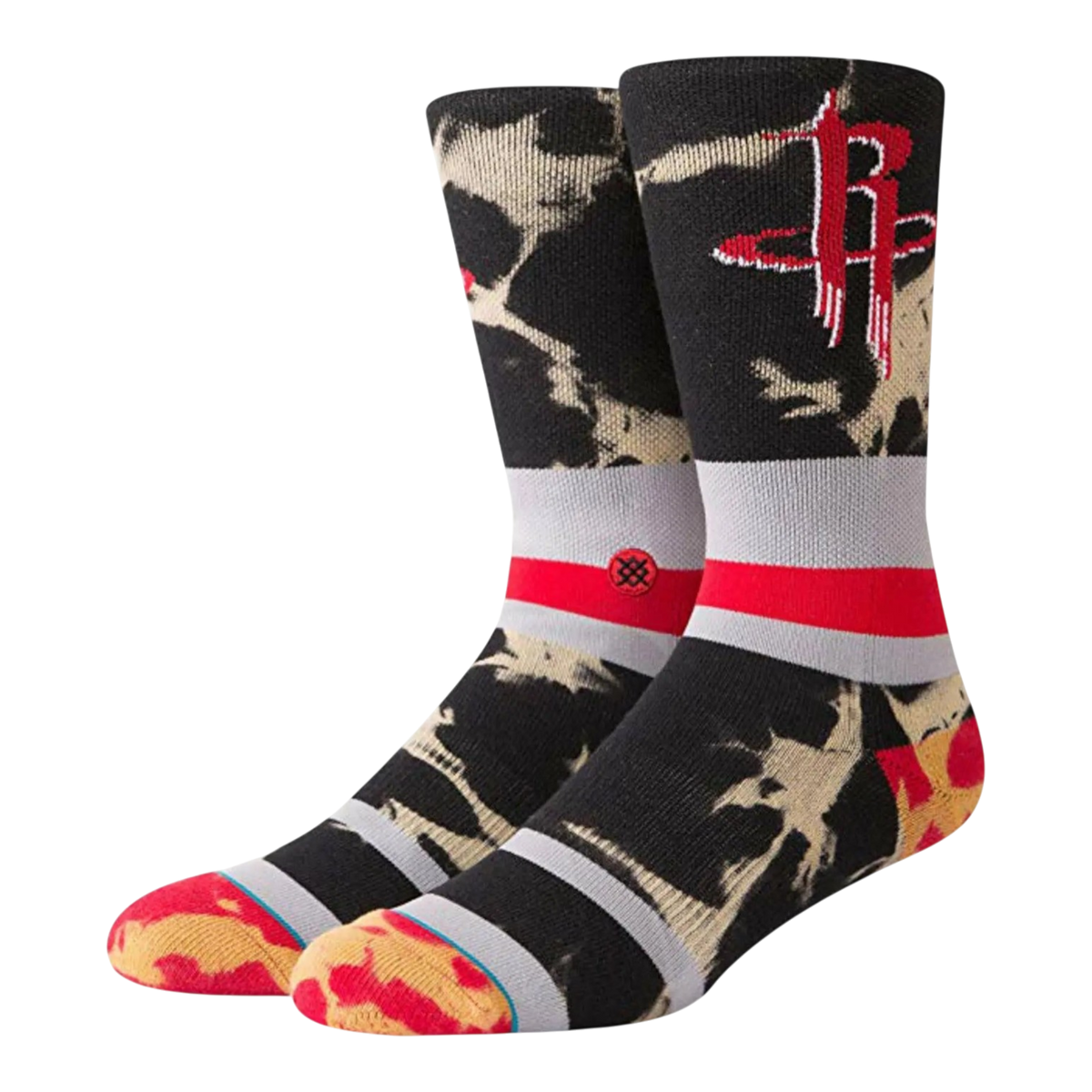 Stance Casual NBA Houston Rockets Acid Wash Men's Crew Socks — Red/Black
