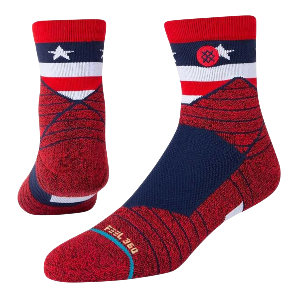 Stance Feel 360 American Quarter Men's Ankle Socks — Red