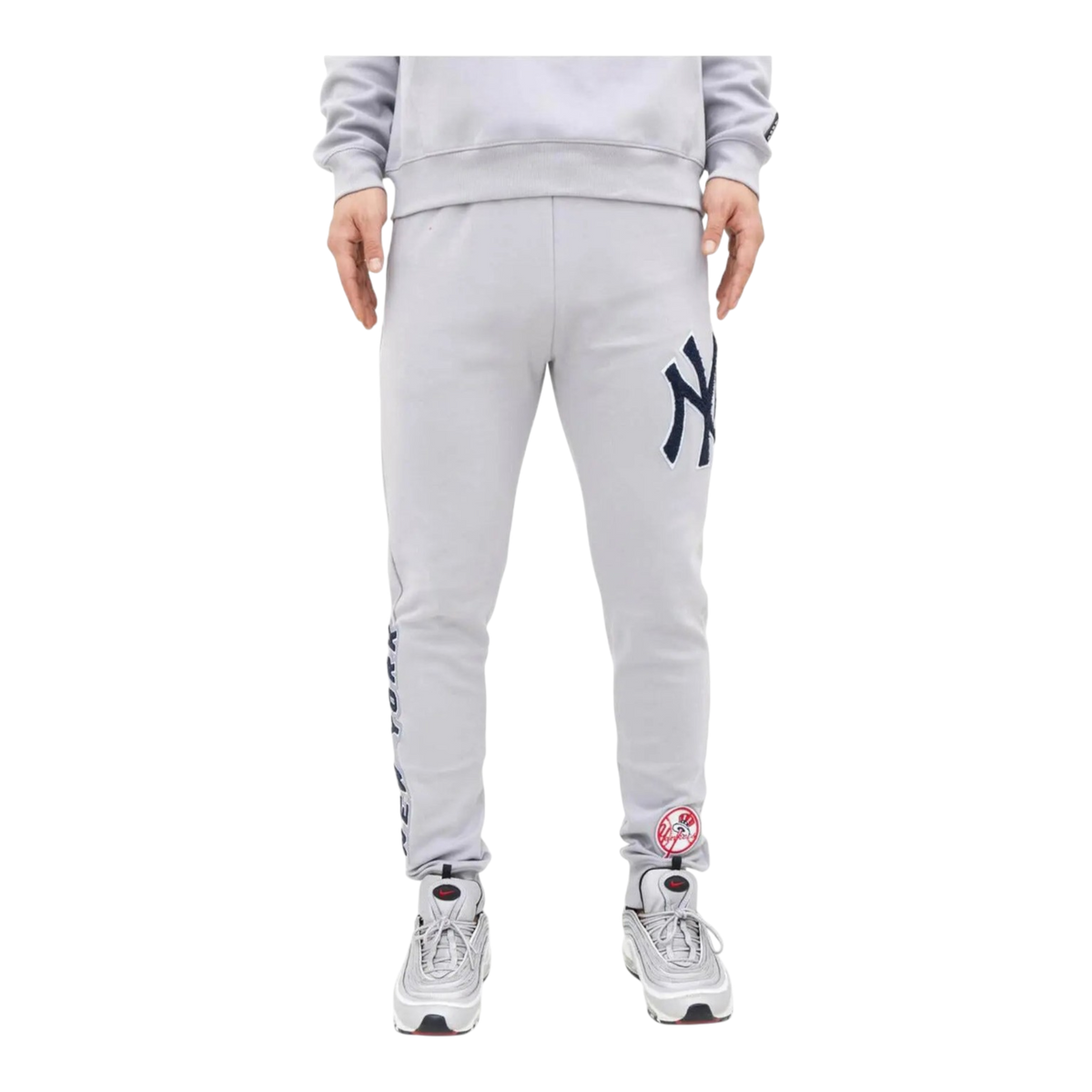 Pro Standard New York Yankees Classic Chenille Men's Jogger Pants — Grey/Navy – product view 1