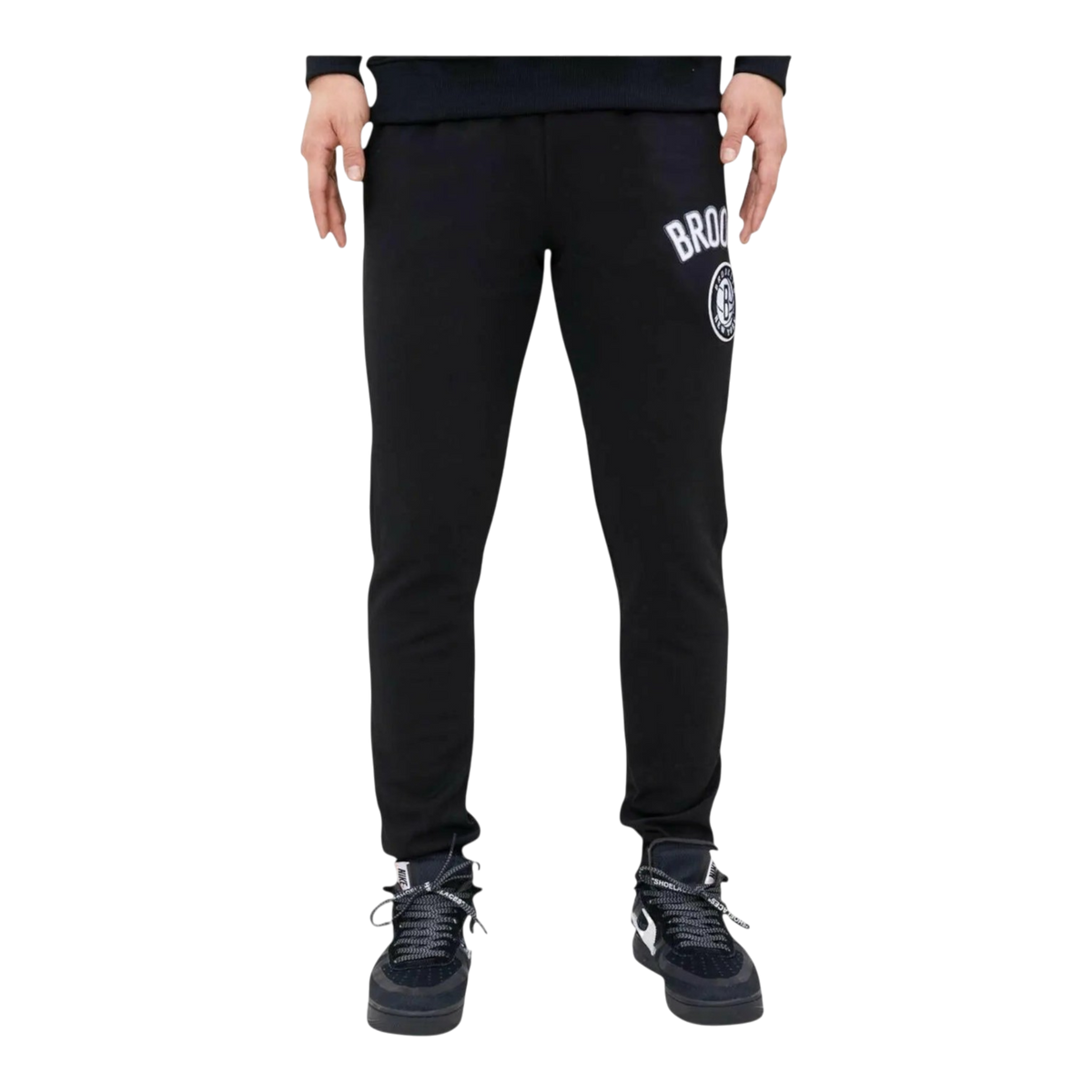 Pro Standard NBA Brooklyn Nets Stacked Logo Men's Sweatpants — Black – product view 1