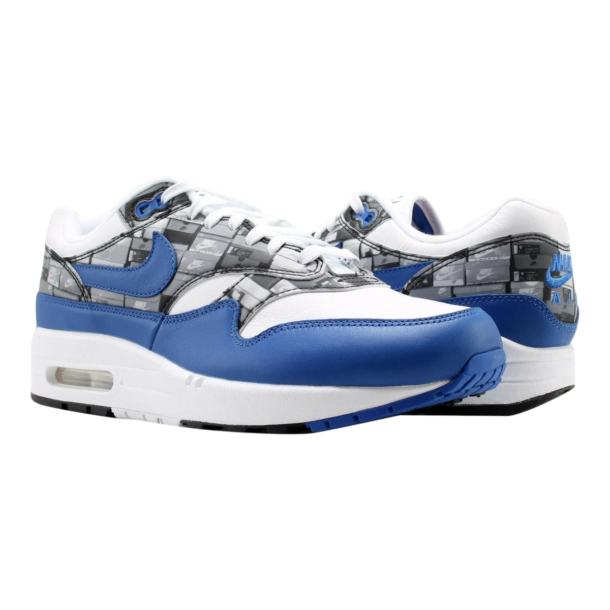 Nike Air Max 1 Print Men Running Sneakers White/Game Royal-Neutral Grey – product view 1