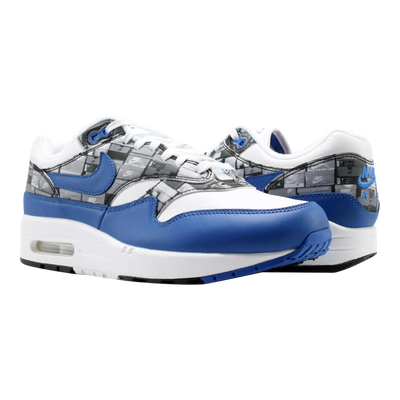 Nike Air Max 1 Print Men Running Sneakers White/Game Royal-Neutral Grey – product view 1