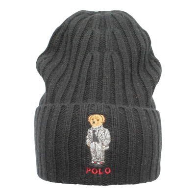 Polo Ralph Lauren Polo Bear Chalk-Stripe Knit Cuffed Beanie Hat Navy – product view 1
