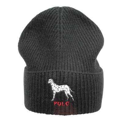 Polo Ralph Lauren Dalmatian Dog Knit Cuffed Beanie Hat Black – product view 1