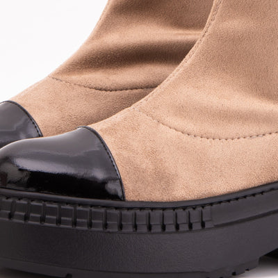 Vinci Leather The Sorella Black Tip Beige & black Suede Leather Women’s Boot – product view 3