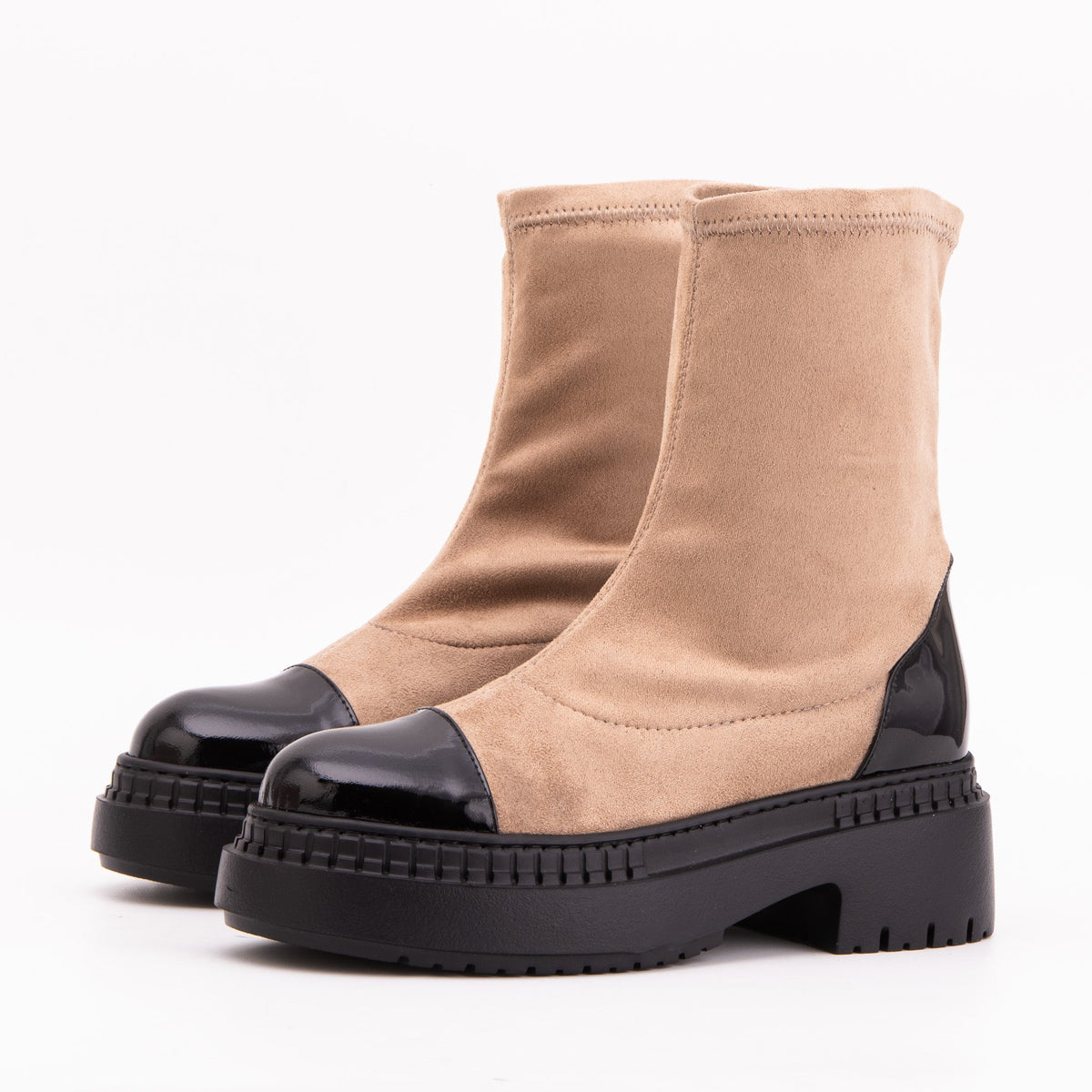 Vinci Leather The Sorella Black Tip Beige & black Suede Leather Women’s Boot – product view 2