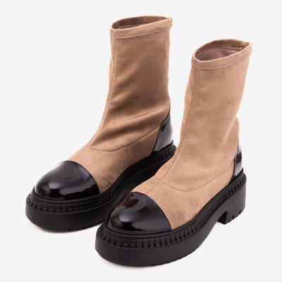 Vinci Leather The Sorella Black Tip Beige & black Suede Leather Women’s Boot – product view 6