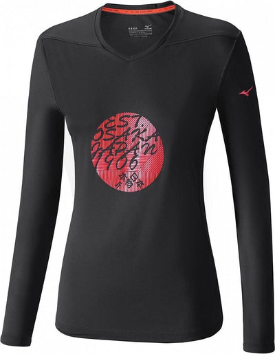 Mizuno Core Graphic Neck Long Sleeve Men's T-Shirt — Black