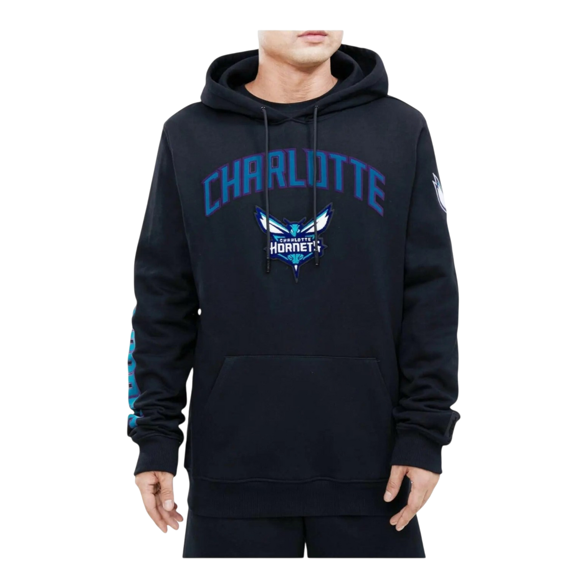 Pro Standard NBA Charlotte Hornets Stacked Logo Pullover Men's Hoodie - Black – product view 1