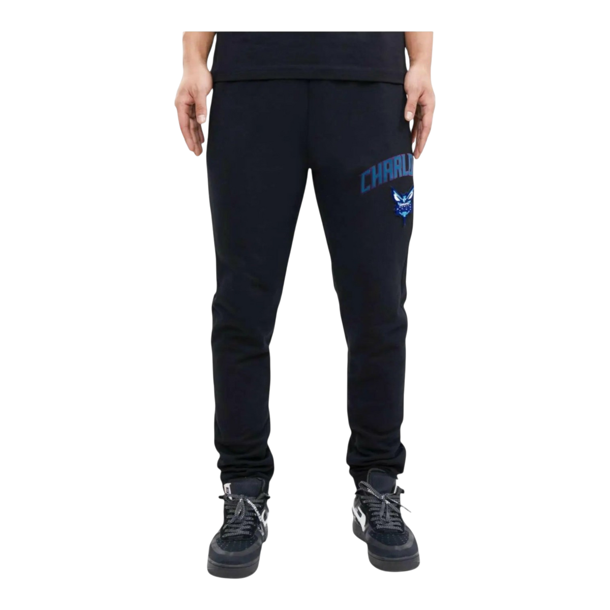 Pro Standard NBA Charlotte Hornets Stacked Logo Men's Sweatpants — Black – product view 1