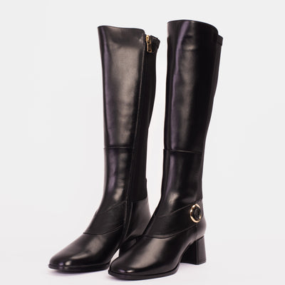Vinci Leather The Windsor Black Leather Knee High Women Boot – product view 2